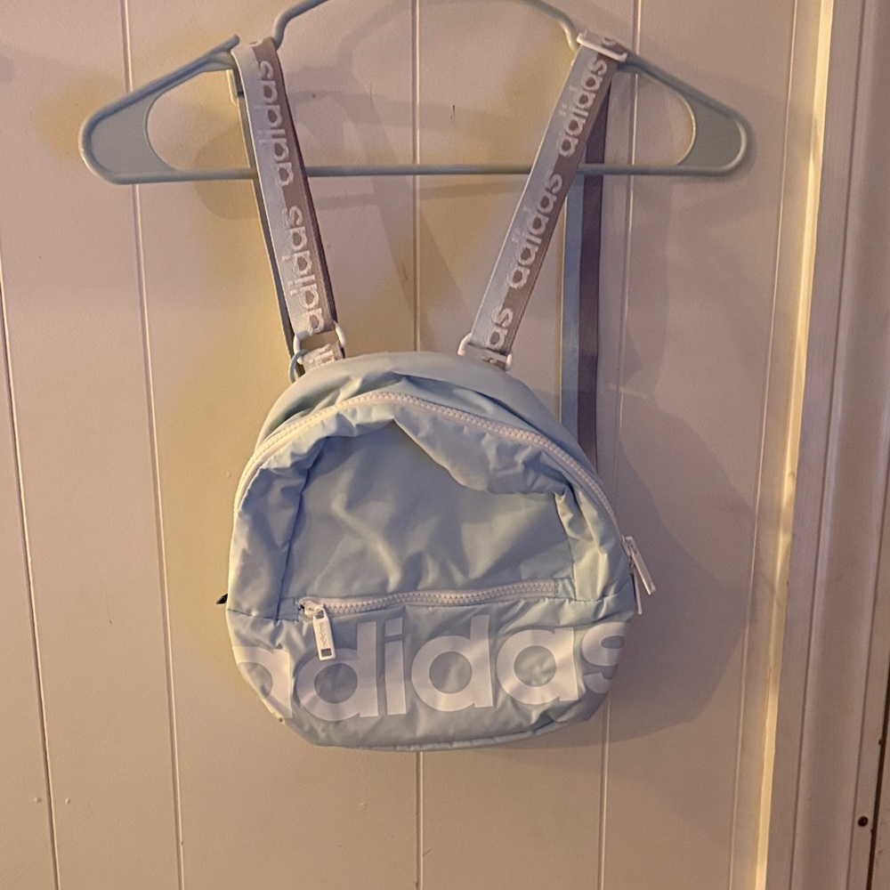 adidas Pale Blue Round Mini Backpack with White Logo